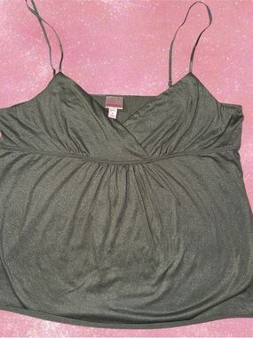 Xhilaration Olive Green Shimmer Spaghetti Strap Cami